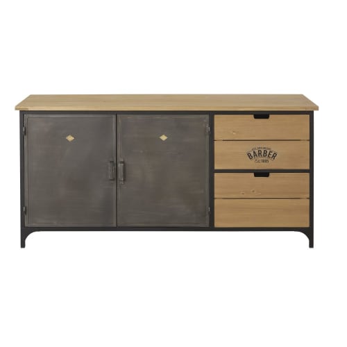 Furniture Sideboards | Solid Fir and Metal 2-Door 2-Drawer Sideboard - QO82704