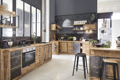 Solid Mango Wood 1 Door Kitchen Corner Base Unit Melchior Maisons Du Monde