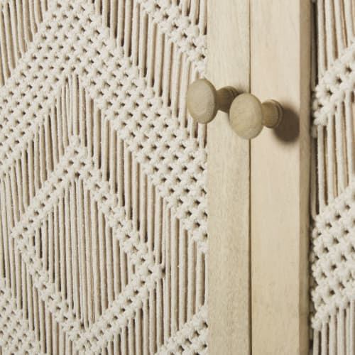 Solid Mango Wood and Macrame 2Door Wardrobe Macrame Maisons du Monde