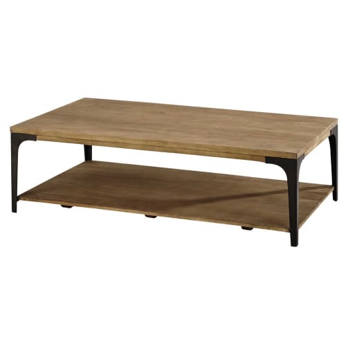 Solid Mango Wood And Metal Coffee Table Metropolis Maisons Du Monde