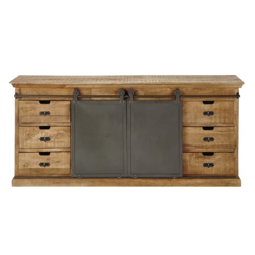 Business Storage units | Solid Mango Wood Sideboard with 6 drawers and 2 sliding doors - TY39464
