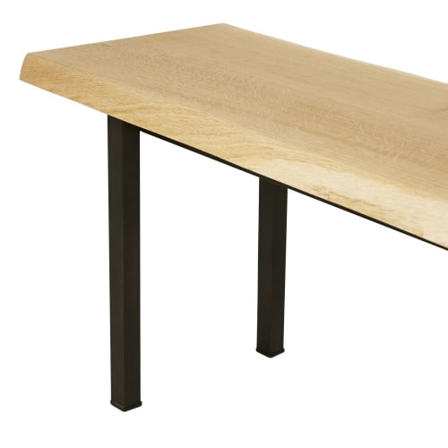Solid Oak Bench with Black Metal Legs Magnus Maisons du Monde
