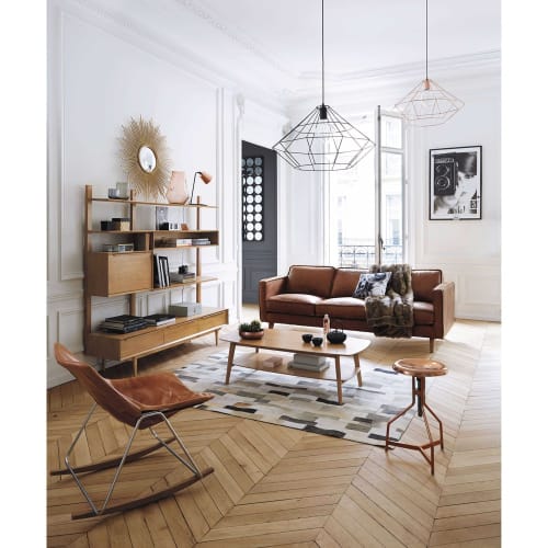 Solid Oak Vintage Tv Shelf Unit Portobello Maisons Du Monde
