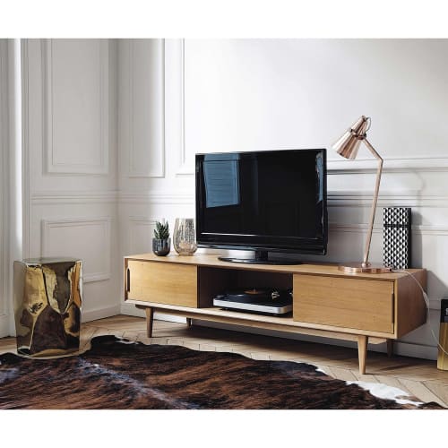 Solid Oak Vintage Tv Unit Portobello Maisons Du Monde