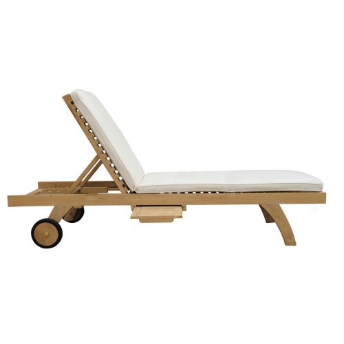 Uitvoerder binair Wat is er mis Solid Teak Garden Sun Lounger on Wheels | Maisons du Monde