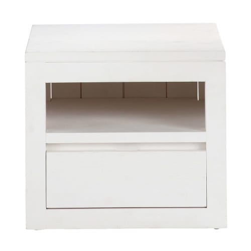 Solid Wood Bedside Table With Drawer In White W 40cm Maisons Du Monde Solid Wood Bedside Table With Drawer In White W 40cm Maisons Du Monde