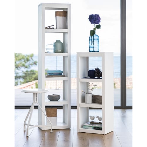 Solid wood shelf tower unit in white H 170cm White Maisons du Monde