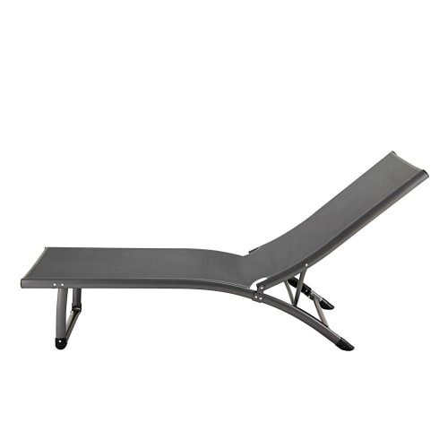 Sonnenliege aus Aluminium und anthrazitfarbenem Segeltuch mit