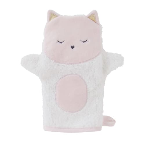 Sortie De Bain Bebe En Coton Blanc Avec Tete De Chat 100x100 Lila Maisons Du Monde