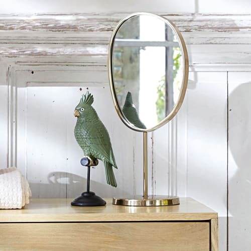 Specchio Da Tavolo In Metallo Dorato 21x44 Cm