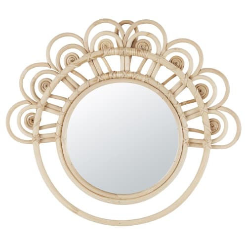 Specchio in rattan beige 40x35 cm