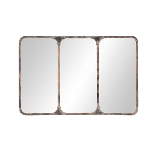 Specchio nero stile industriale in metallo 106x72 cm
