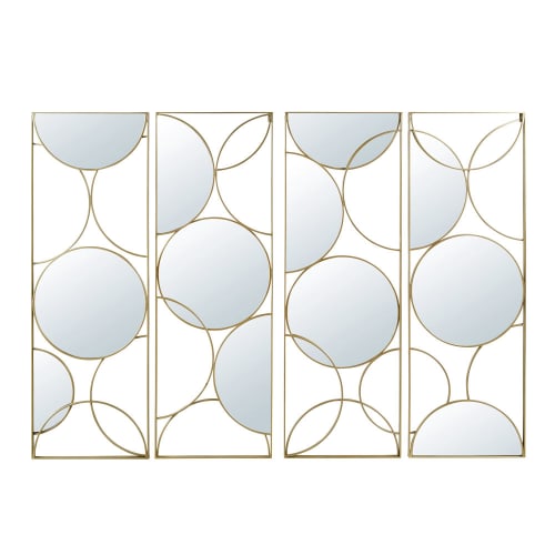 Specchio quadrittico in metallo dorato, 160x119 cm