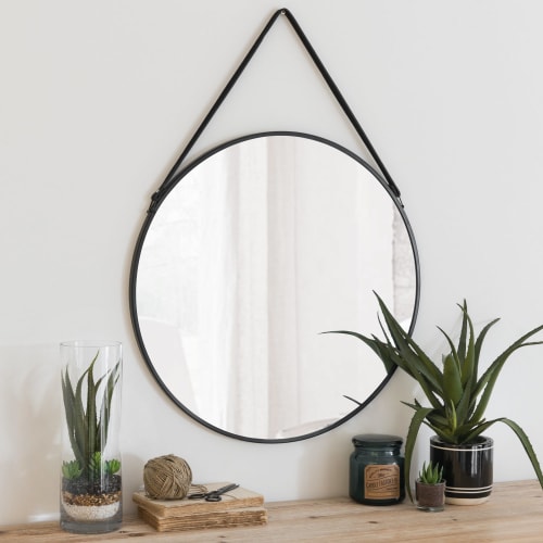 Specchio rotondo in metallo nero, 55 cm Cody Maisons du