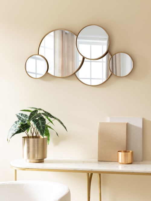Dekoration Wandspiegel und Barock Spiegel | Spiegel aus goldfarbenem Metall, 80x44cm - FP89456