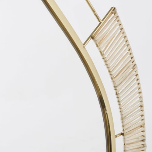 Dekoration Wandspiegel und Barock Spiegel | Spiegel aus goldfarbenem Metall und Pflanzenfasern, 70x100cm - TE72794