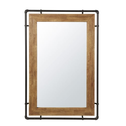Dekoration Wandspiegel und Barock Spiegel | Spiegel aus Kautschukbaum-Holz und schwarzem Metall 80x120 - ZA20126