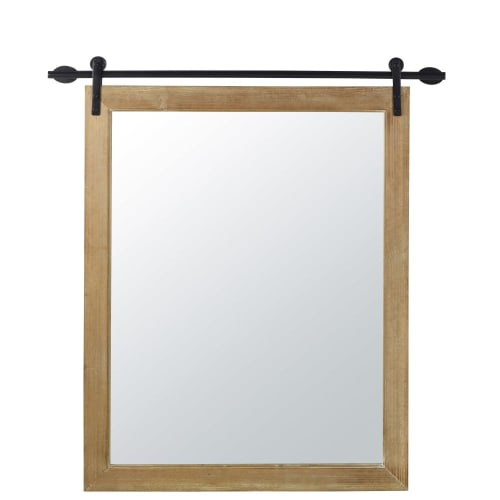 Dekoration Wandspiegel und Barock Spiegel | Spiegel aus Kiefernholz und schwarzem Metall, 99x107cm - YN91544