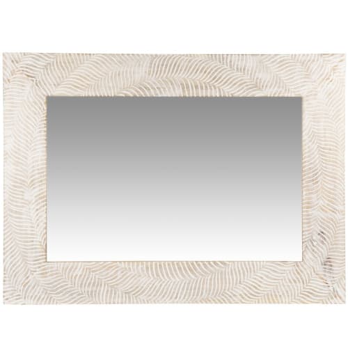 Dekoration Wandspiegel und Barock Spiegel | Spiegel aus Mangoholz, beige und weiß, 58x79cm - MF55961