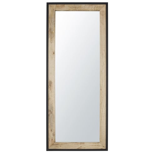 Dekoration Wandspiegel und Barock Spiegel | Spiegel aus Mangoholz und schwarzem Metall, 70x170cm - LO15495