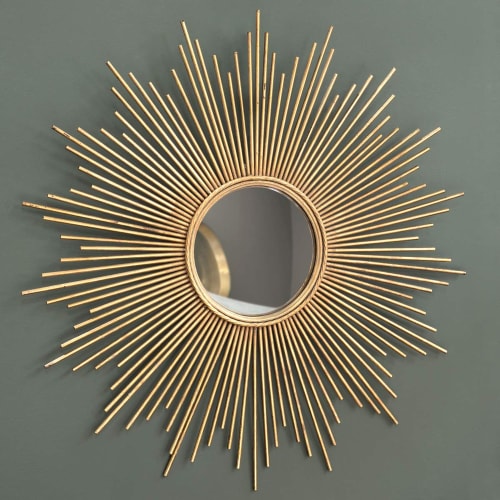 Sonnenspiegel gold Sonne Deko Spiegel gold Wandspiegel Holz Sonne Spiegel golden 