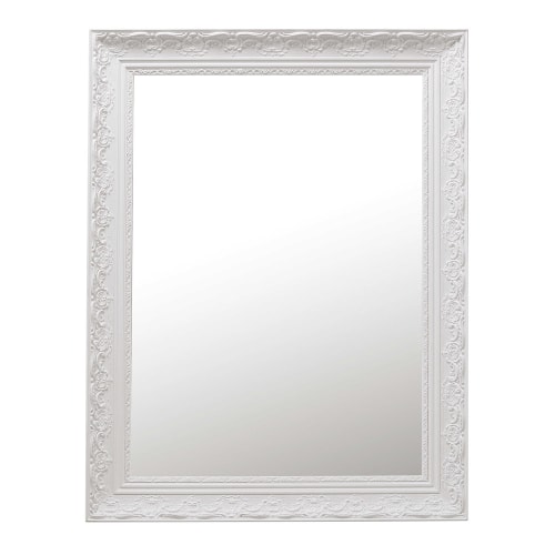 Dekoration Wandspiegel und Barock Spiegel | Spiegel aus Paulownienholz, weiß, 70x90 - QH75503