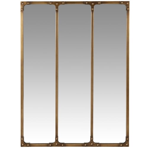 Dekoration Wandspiegel und Barock Spiegel | Spiegel im Industrial-Stil aus goldfarbenem Metall, 60x80cm - CX92742