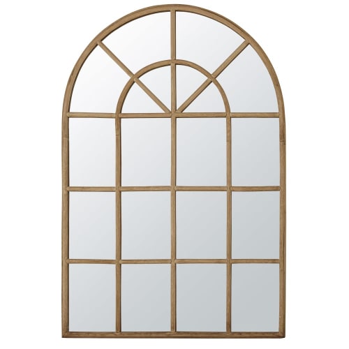 Dekoration Wandspiegel und Barock Spiegel | Spiegel in Arkadenform aus beigefarbenem Rattan, 94x136cm - UY59063