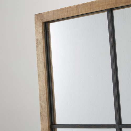 Dekoration Wandspiegel und Barock Spiegel | Spiegel in Fensteroptik aus Kiefernholz und Metall in gealterter Optik 121x165 - NS28547