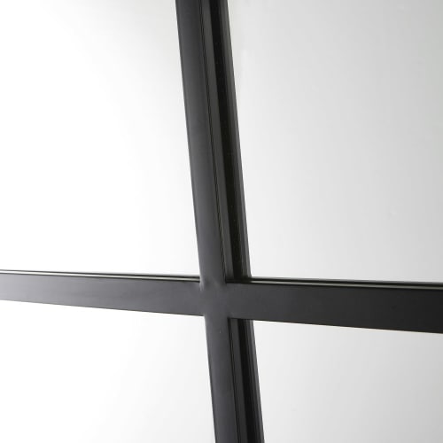 Dekoration Wandspiegel und Barock Spiegel | Spiegel in Fensteroptik aus Metall, schwarz 110x200 - LL99957