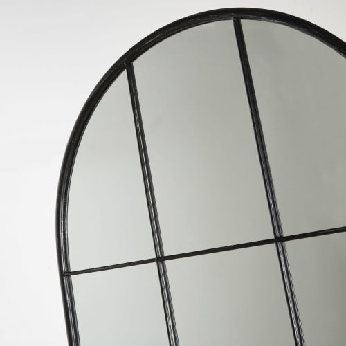 Dekoration Wandspiegel und Barock Spiegel | Spiegel in Fensteroptik aus Metall, schwarz 71x180 - GQ67254