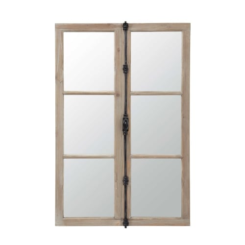 Dekoration Wandspiegel und Barock Spiegel | Spiegel in Fensteroptik aus Tanne und schwarzem Metall 80x120 - JT11657