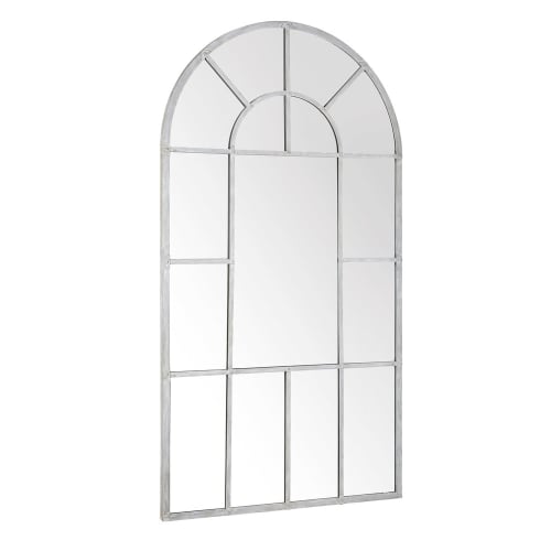 Dekoration Wandspiegel und Barock Spiegel | Spiegel in Fensteroptik mit grauem Metallrahmen 109x206 - WJ81633