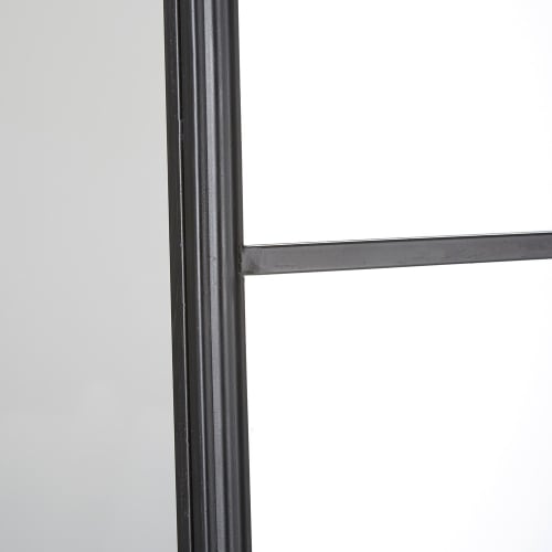 Dekoration Wandspiegel und Barock Spiegel | Spiegel in Fensteroptik mit schwarzem Metallrahmen 122x122 - ZE33460
