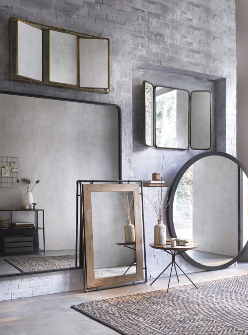 Dekoration Wandspiegel und Barock Spiegel | Spiegel mit abgerundeten Kanten aus Metall, schwarz 182x160 - DK28319
