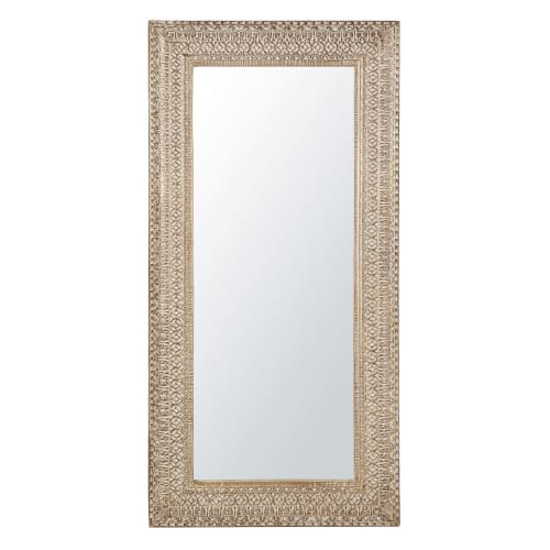 Dekoration Wandspiegel und Barock Spiegel | Spiegel mit geschnitztem Rahmen, weiß pigmentiert 91x183 - IQ64968