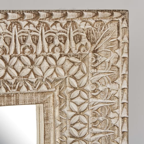 Dekoration Wandspiegel und Barock Spiegel | Spiegel mit geschnitztem Rahmen, weiß pigmentiert 91x183 - IQ64968