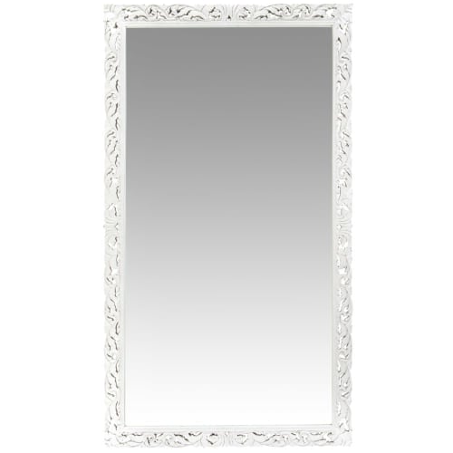 Dekoration Wandspiegel und Barock Spiegel | Spiegel mit geschnitztem weißem Mangoholzrahmen 120x210 - KW84350