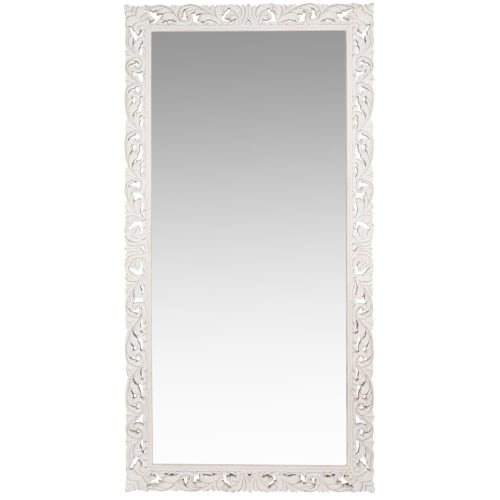 Dekoration Wandspiegel und Barock Spiegel | Spiegel mit geschnitztem weißem Mangoholzrahmen 90x180 - LQ91083