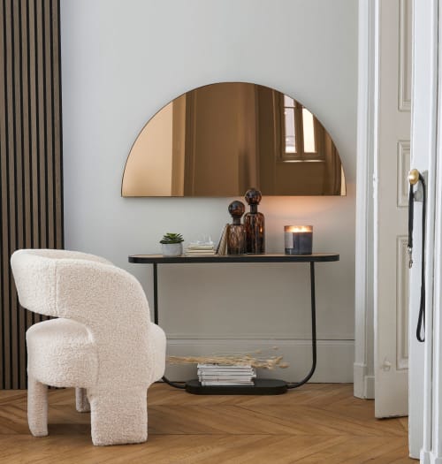 Dekoration Wandspiegel und Barock Spiegel | Spiegel mit kupferfarbener Tönung aus goldfarbenem Metall, 120x57cm - DS33903