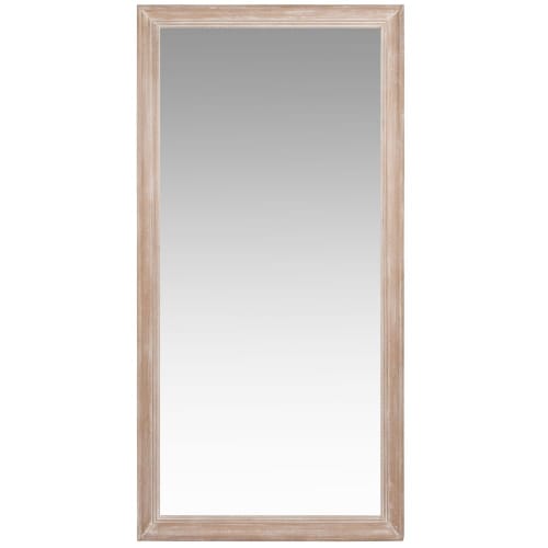 Dekoration Wandspiegel und Barock Spiegel | Spiegel mit Rahmen aus geweißtem Paulownienholz 90x180 - NP90629