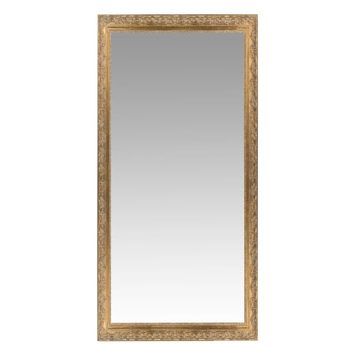 Dekoration Wandspiegel und Barock Spiegel | Spiegel mit Rahmen aus goldfarbenem Paulownienholz 90x180 - JG97340