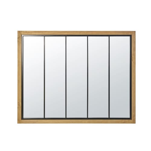 Dekoration Wandspiegel und Barock Spiegel | Spiegel mit Rahmen aus Kiefernholz und schwarzem Metall 120x95 - PU57404