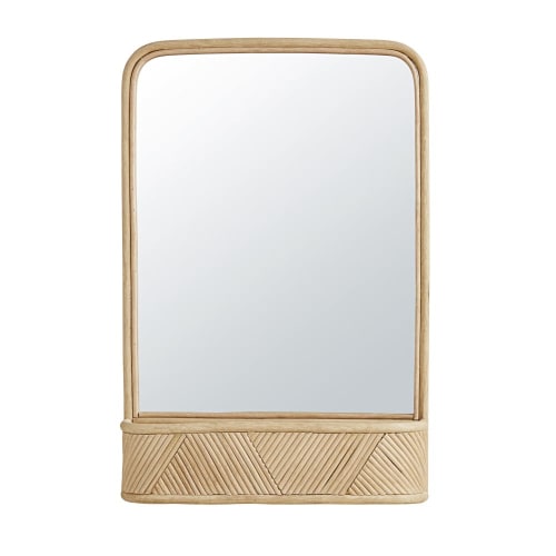 Dekoration Wandspiegel und Barock Spiegel | Spiegel mit Regal aus beigefarbenem Rattan, 60x91cm - IL50609