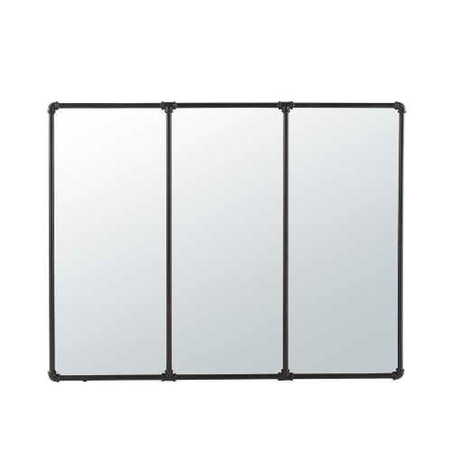 Dekoration Wandspiegel und Barock Spiegel | Spiegel mit schwarzem Metallrahmen, 119x95 - TB80444