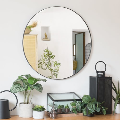 Dekoration Wandspiegel und Barock Spiegel | Spiegel mit schwarzem Metallrahmen D90 - CI37693