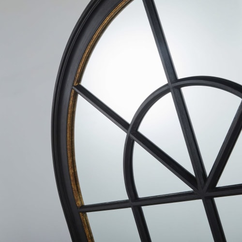 Dekoration Wandspiegel und Barock Spiegel | Spiegel Orangerie aus Paulownienholz mit Zierrahmen, schwarz und gold, 110x181cm - RW32334