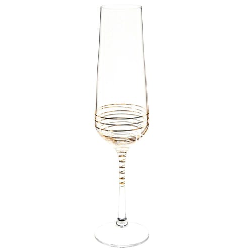 SPIRALE gold-coloured glass champagne flute - Set of 6