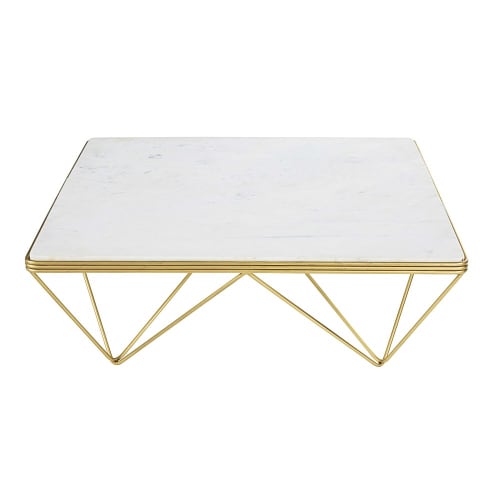 Business Coffee tables and console tables | Square marble and gold metal coffee table - RA34617