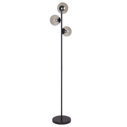 Staande lamp 3 bollen van glas en zwart metaal H168 GLOBUS Maisons du